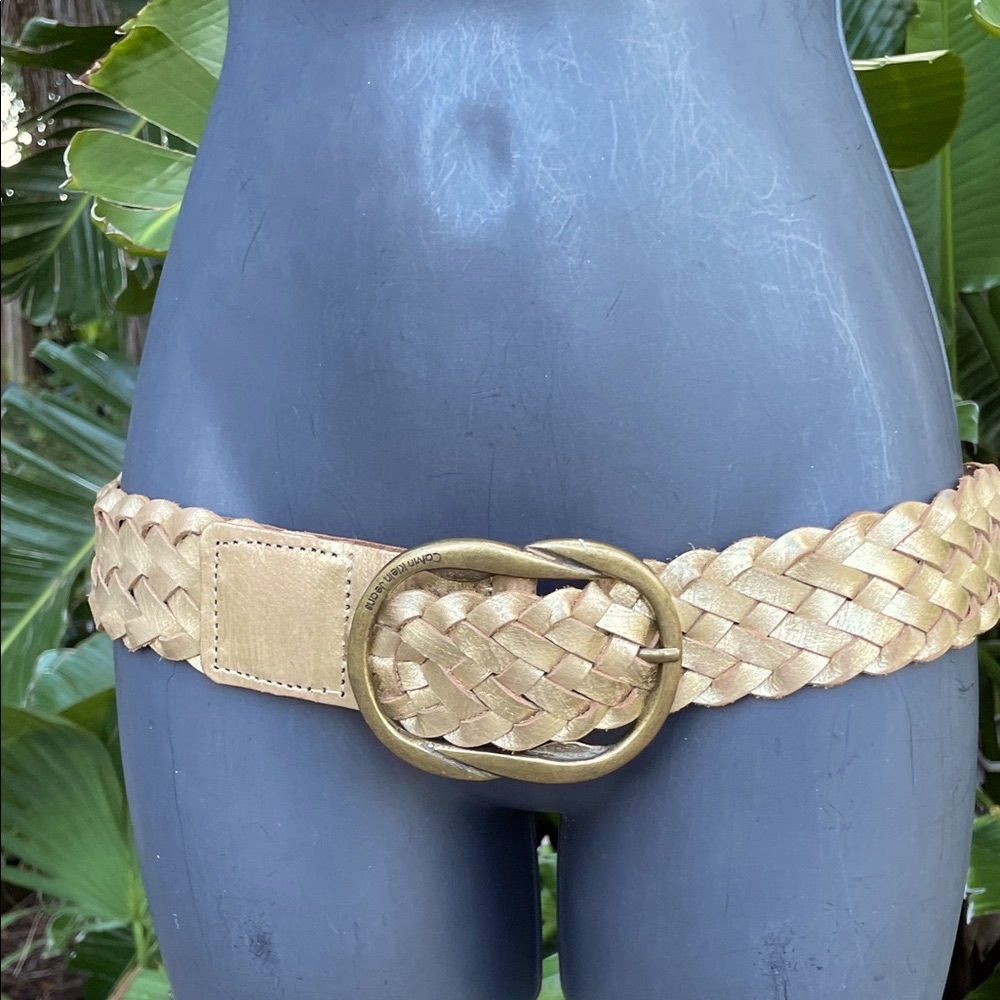 Calvin Klein jeans, gold woven wide leather statement belt